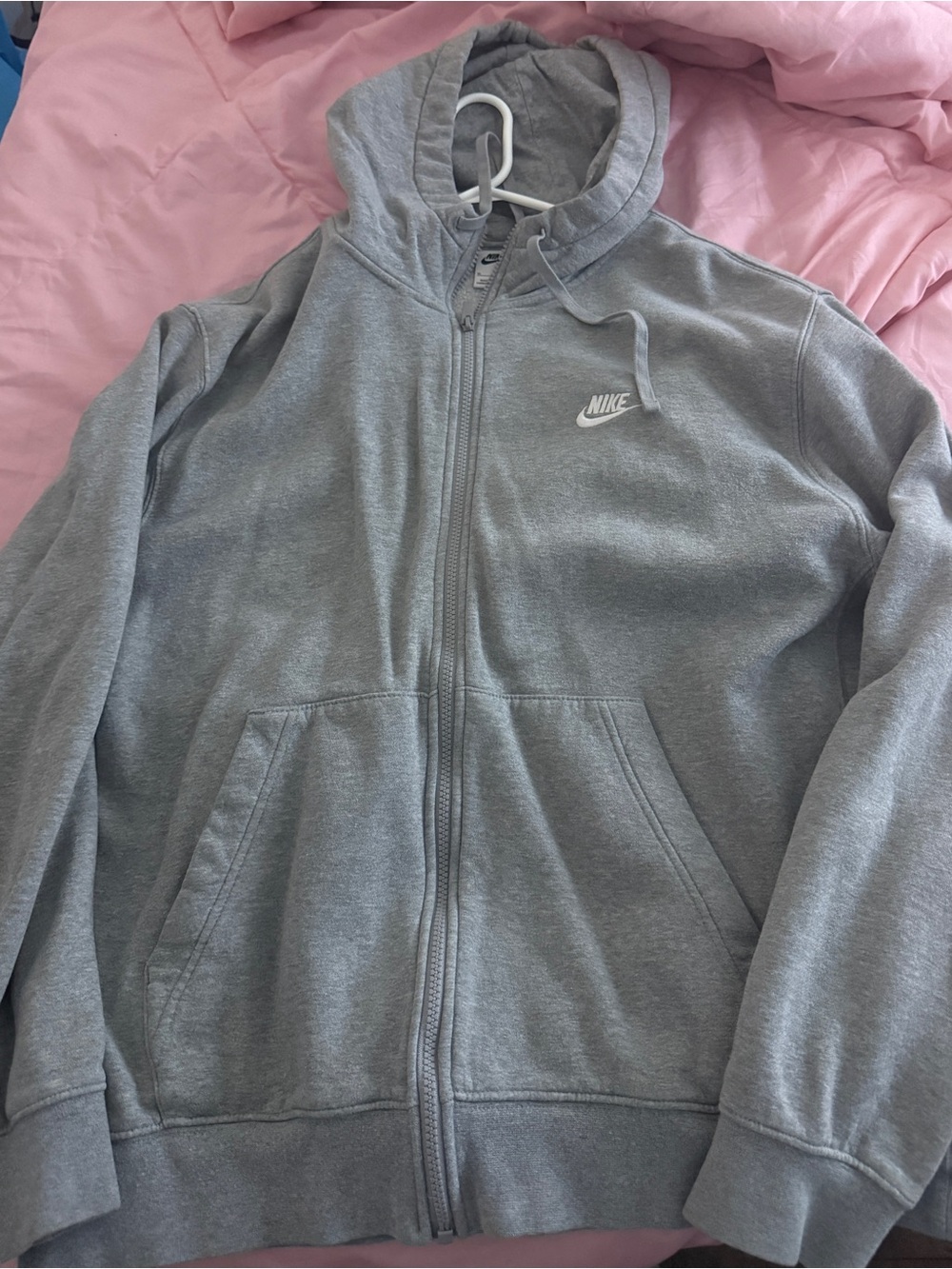 Nike Light Grey Full-Zip Hooded Sweatshirt